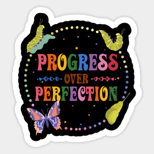 Progress Over Perfection Very Hungry Caterpillar Teacher Butterflies Gift For Boys Girls kids Sticker